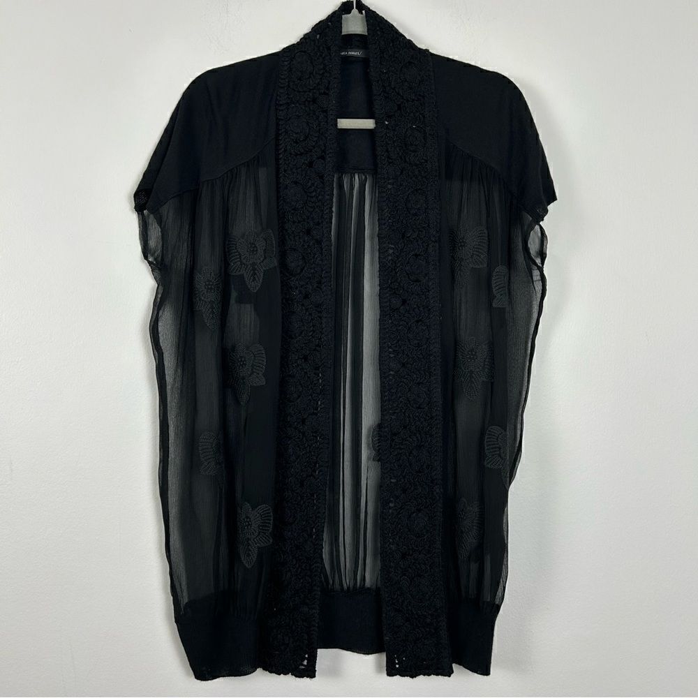 Sita Murt silk/cashmere blend open sleeveless cardigan in black